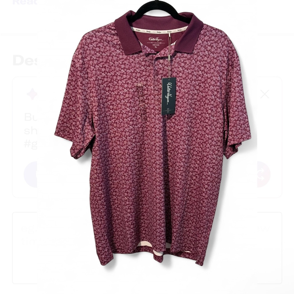 Walter Hagen Performance II Maroon Patterned Polo Shirt